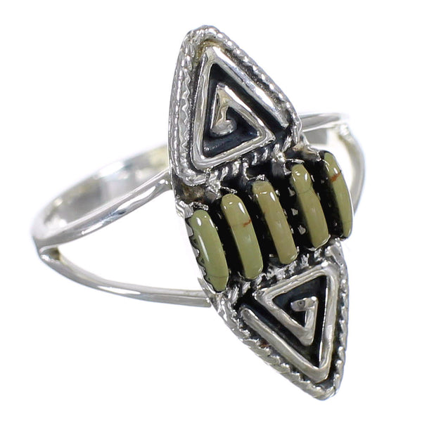 Turquoise Authentic Sterling Silver Southwest Water Wave Needlepoint Ring Size 7 QX85007